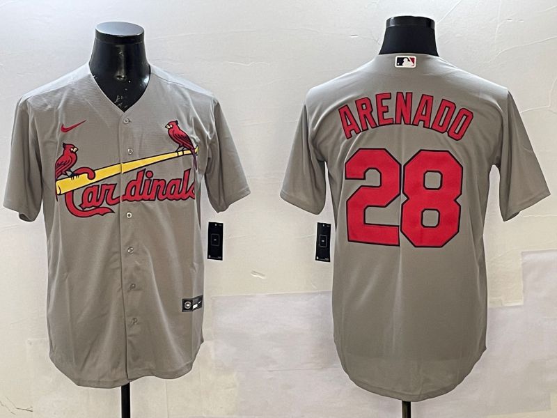 Men St.Louis Cardinals #28 Arenado Grey Game 2025 Nike MLB Jersey style 3